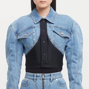 H&M x Mugler Defined Cropped Denim Jeans Jacket